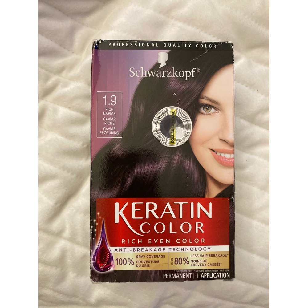 Schwarzkopf Keratin Color 1.9 Rich Caviar Permanent Hair Color Dye Gray Coverage